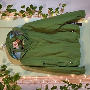 Women's L.L.Bean Mossy Green Sky Blue Yellow Zip Up Mid Weight Jacket M